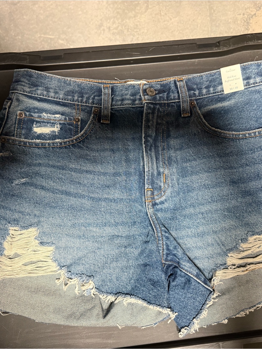 Abercrombie & Fitch Distressed Medium Blue Denim Jean Shorts
